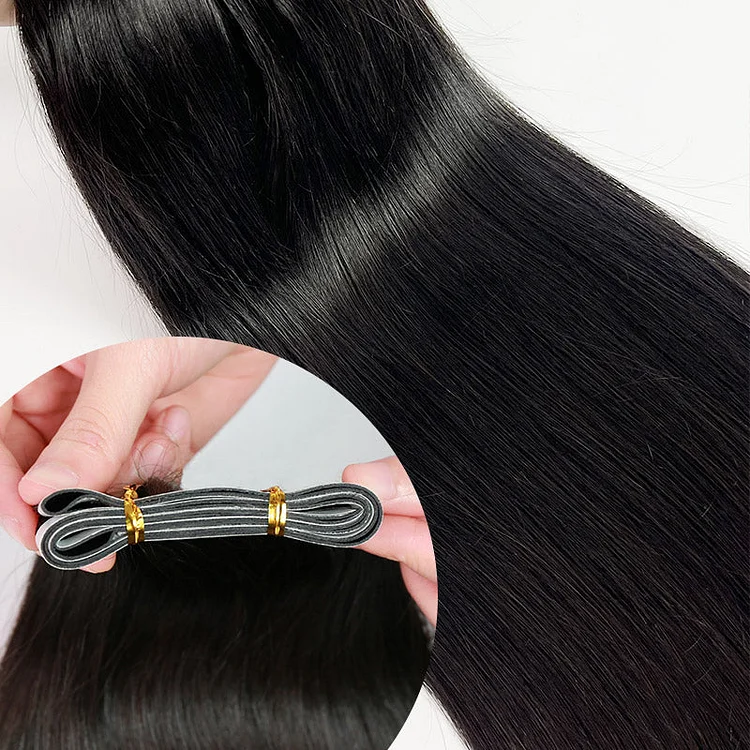 Straight Long Weft Tape In Hair Extensions Virgin Remy Human Hair