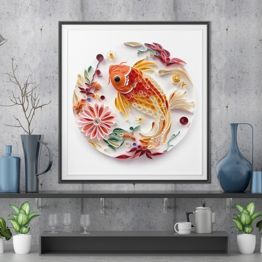 Paper Filigree painting Kit Koi