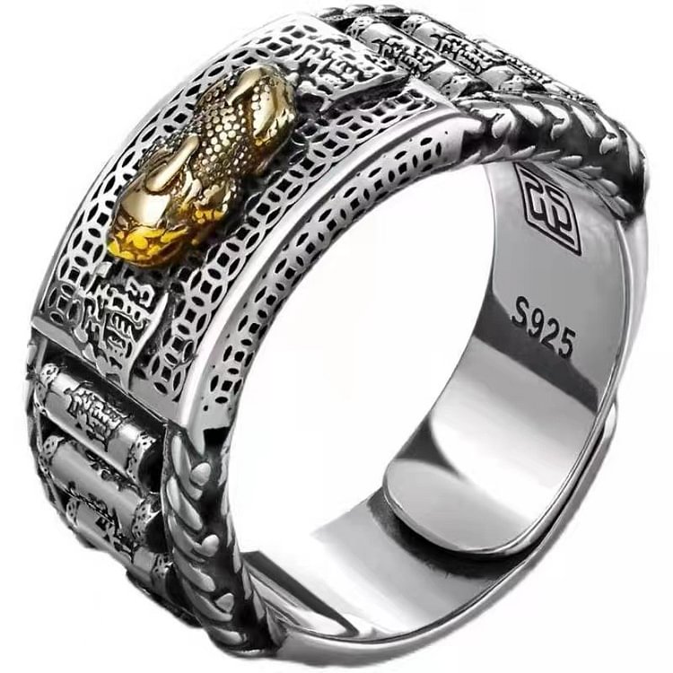 Retro Lucky Fortune Rotating Sutra Cylinder Anxiety Pixiu Ring