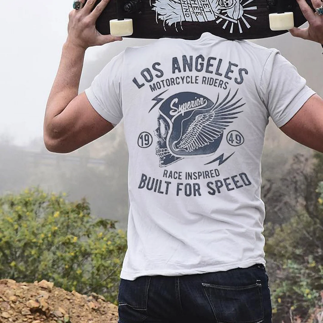 LOS ANGELES - BUILT FOR SPEED White Print T-shirt