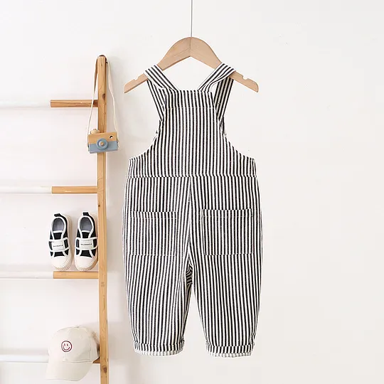 【12M-5Y】Unisex Striped Cargo Overalls