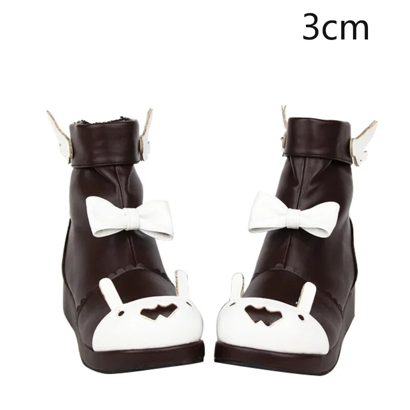 VCshoes Mori Girl Women Warm Boots Lady Lolita Ankle Boots Woman Princess Platform Shoes Wings Bowtie Plush
