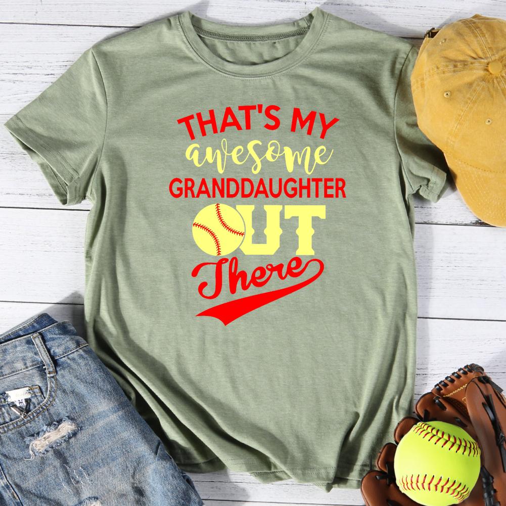 That's My Awesome Granddaughter Round Neck T-shirt-Guru-buzz