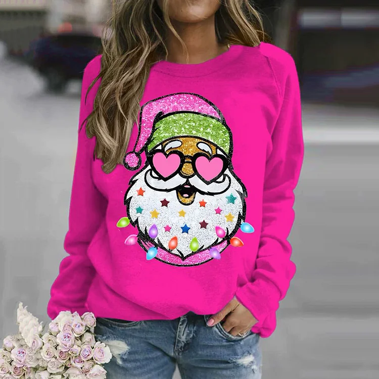 Christmas Santa With Sunglasses Art Print Casual Sweatshirt