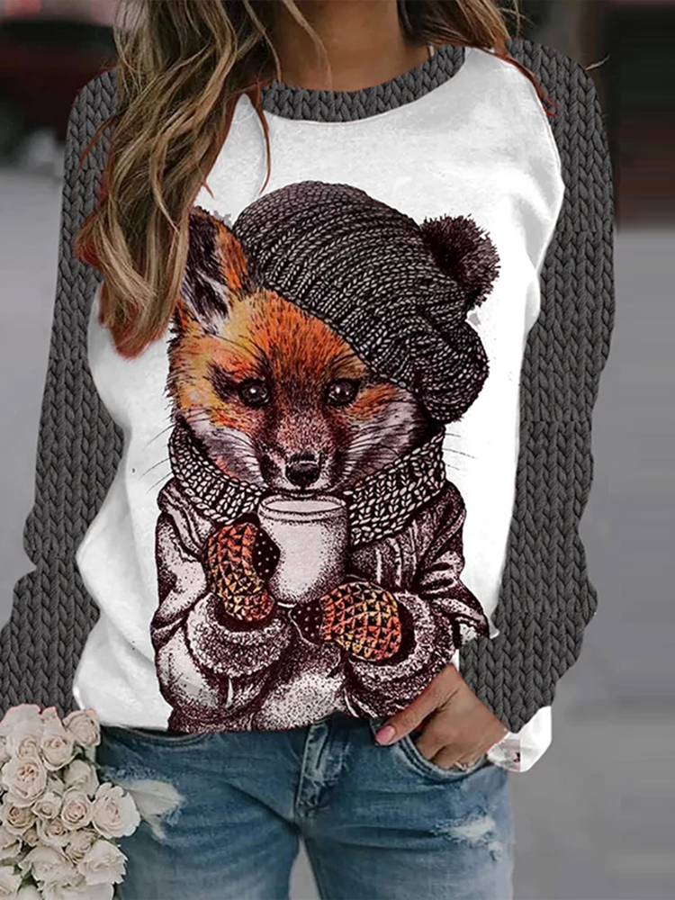 Fox best sale print sweater