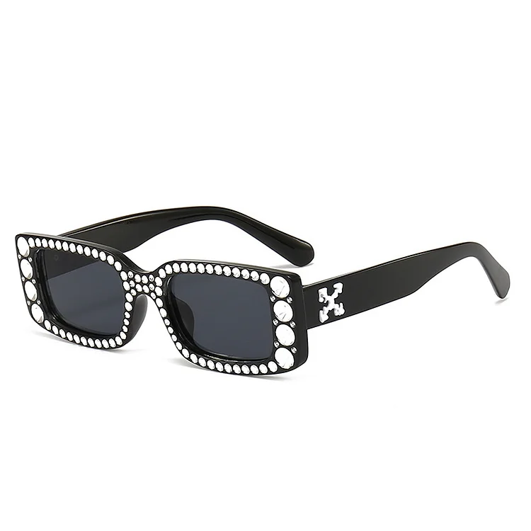 Internet Celebrity Small Frame Square Plated Diamond Trend All-Match Sunglasses Sun Glasses