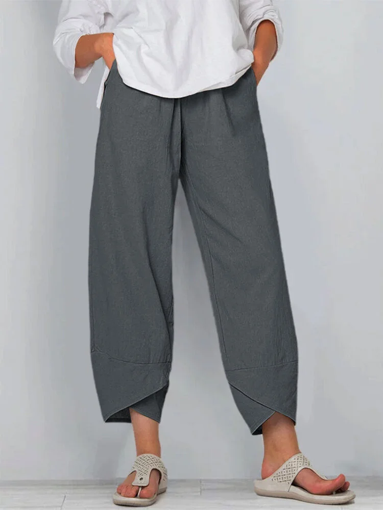 Women's Elastic Waist Cotton Linen Loose Casual Pants