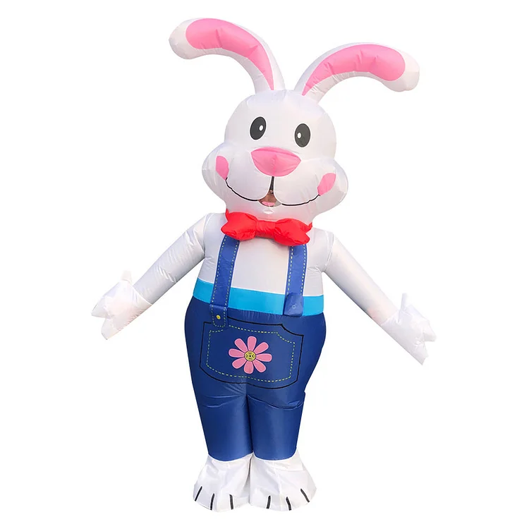 Adult White Animals Rabbit Inflatable Costume Funny Party Jumpsuit Cosplay Costume Halloween Carnival Suit