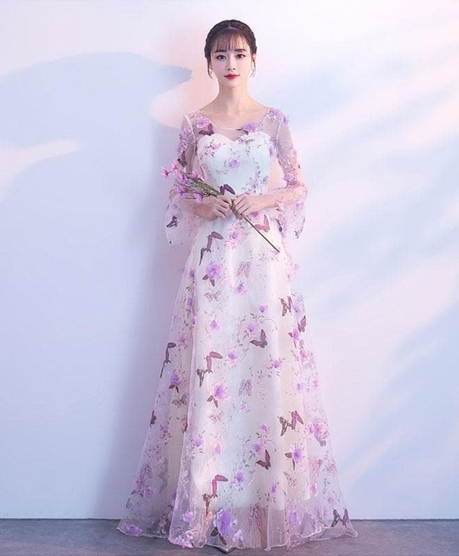 Unique Tulle Purple Long Prom Dress, Tulle Purple Evening Dress