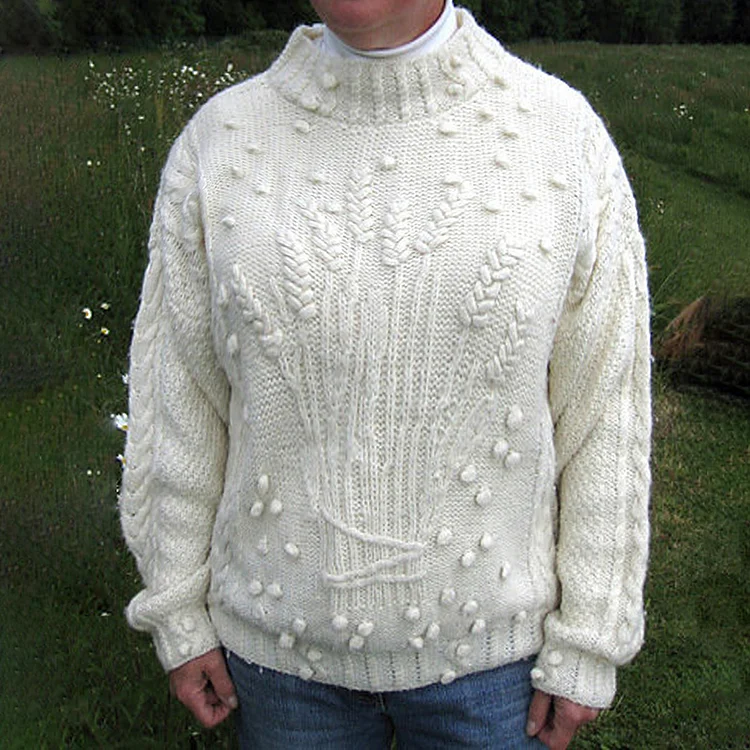 Rare Aran Harvest Wheatsheaf Pattern Warm Sweater