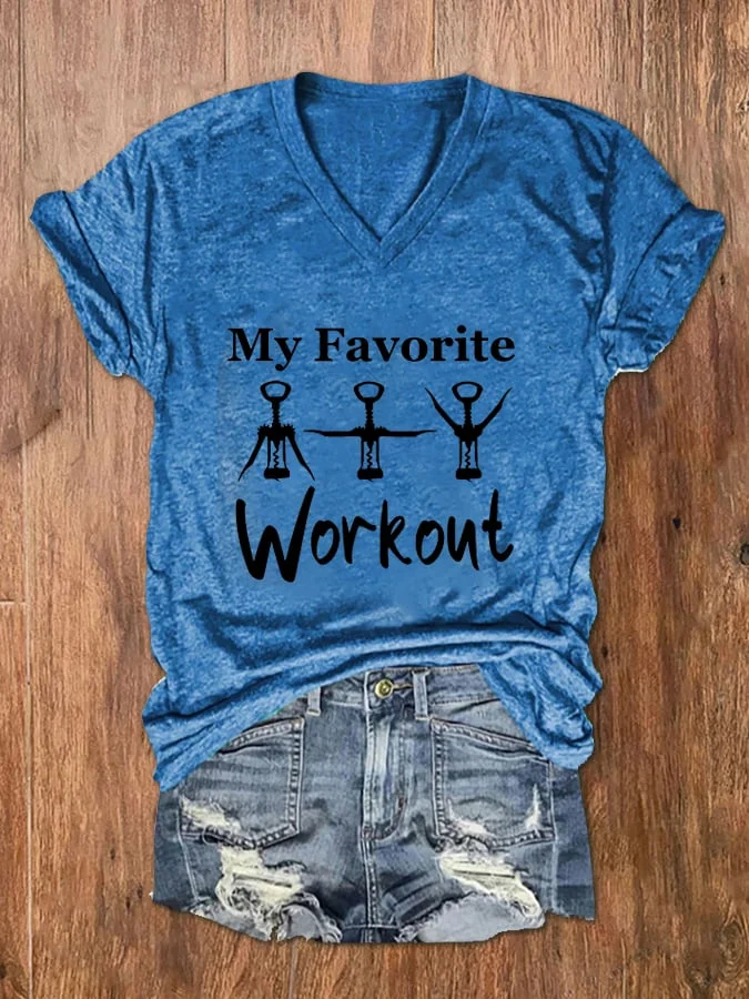 Women's My Favorite Workout Corkscrew T-Shirt socialshop