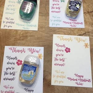 pornhint Pornhint Medical Assistants Week, appreciation, thank you cards for hand sanitizer, printable, instant download, pocketbac, B&BW, hands down, CMA