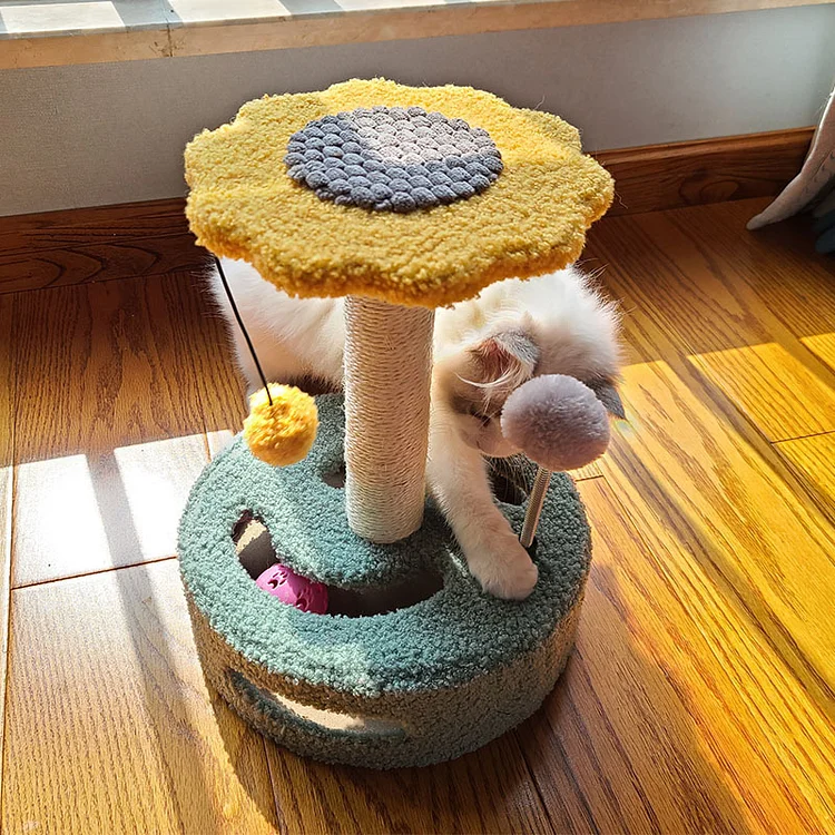 Flower Cat Scratching Post Cat Tree Scratcher with Ball for Kittens Claws Grinding Toy 2