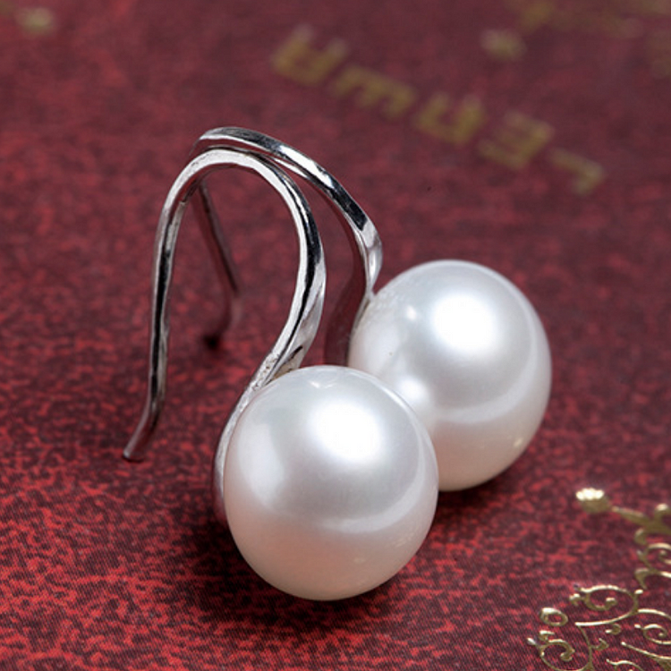 Elegant silver plated pearl hook earrings VangoghDress