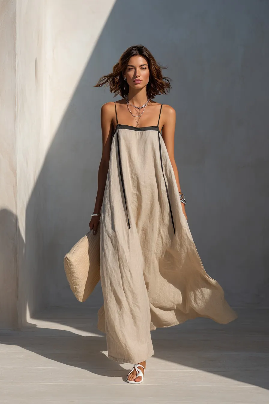 beige dress flowy Women's Contrast Trim Maxi sexy club outfits for women corset wedding guest dress Color:Gold Farmers Markets