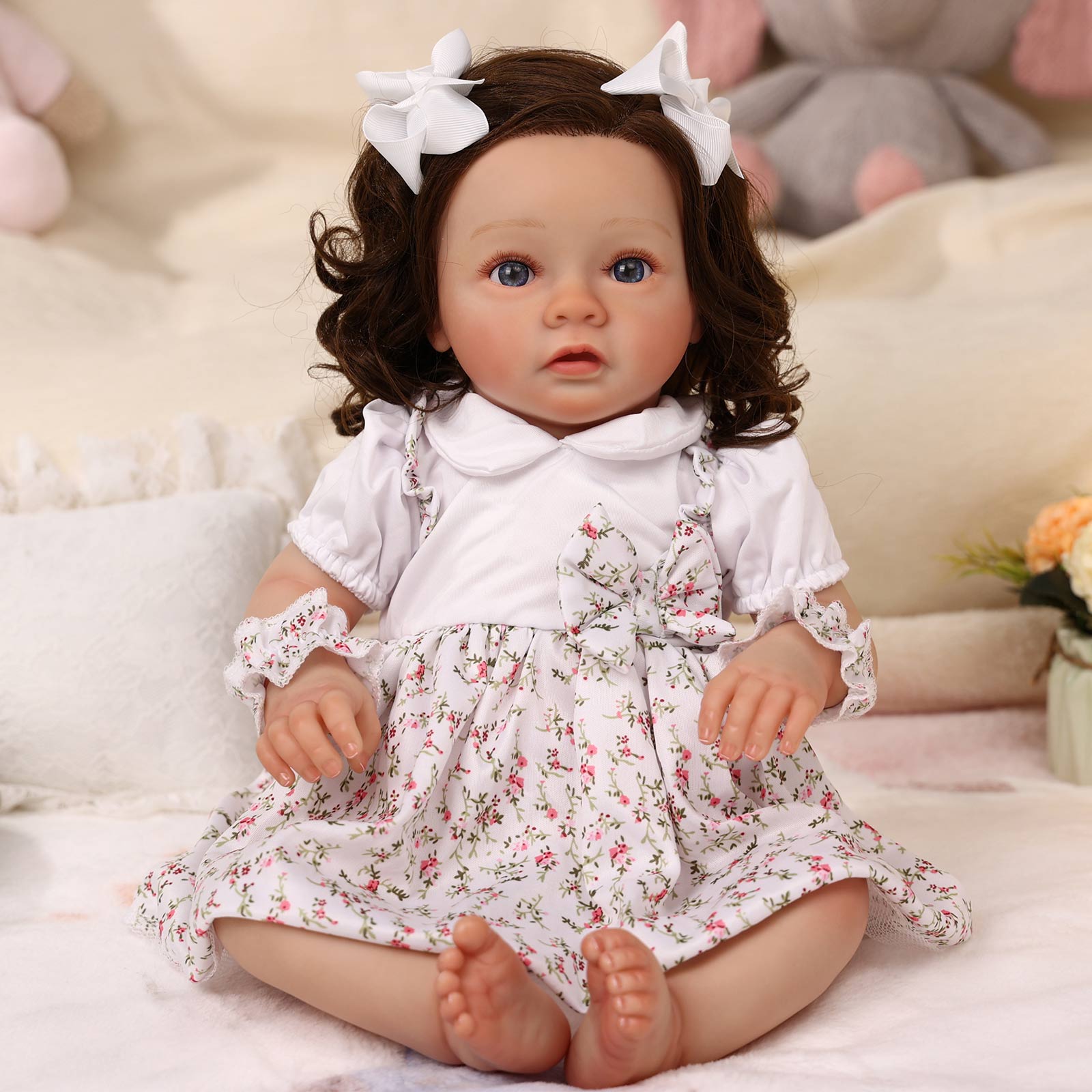 20'' Cutest Realistic Reborn Baby Doll Girl Daisy with Short Brown