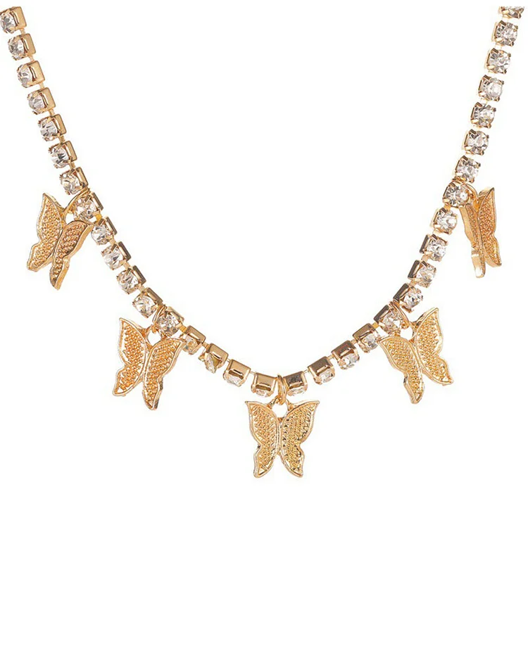 Retro Layer Butterfly Alloy Necklace
