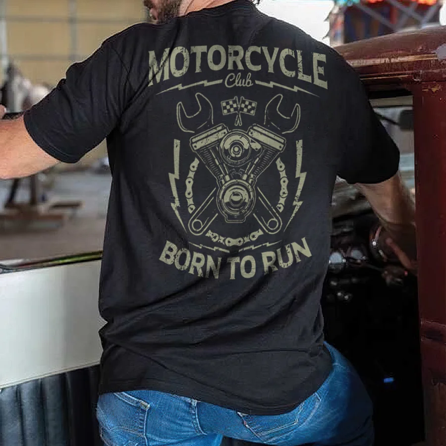 Motorcycle Born To Run Printed Men's T-shirt - Devcarry