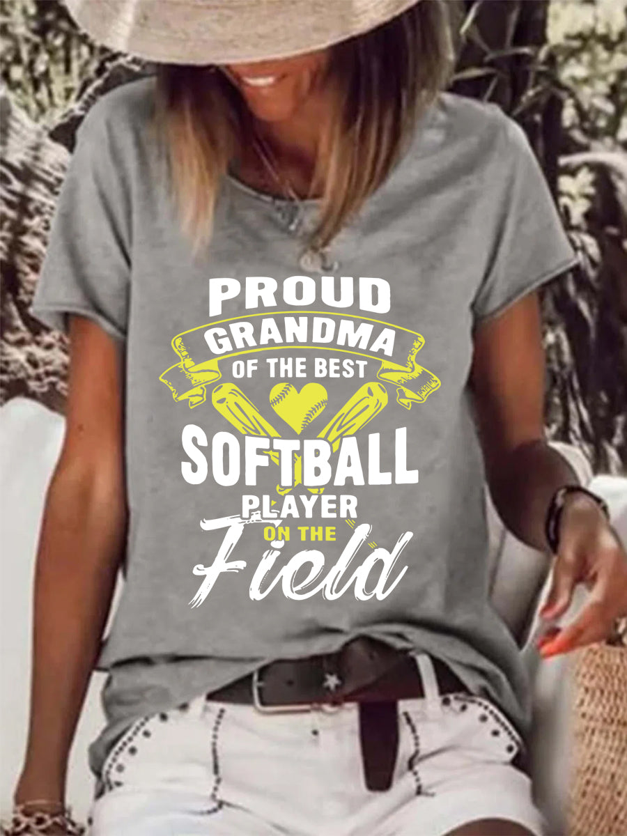 Proud grandma of the best softball player on the field Raw Hem Tee -013670-Guru-buzz