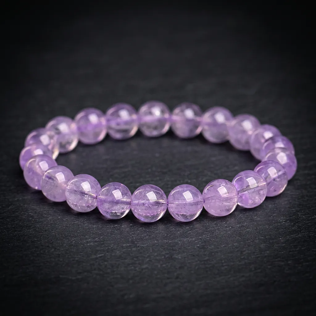JiStones Natural Lavender Crystal Bracelet | Icy Translucent Gemstone Beads Icy Translucent Lavender-15-16mm (approx. 13 beads)