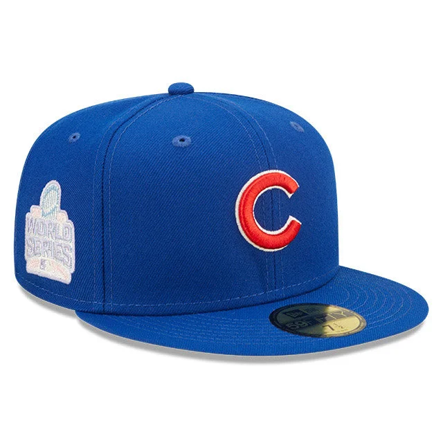 New Era 59Fifty Pop Sweat Chicago Cubs 2016 World Series Patch Pink UV Hat - Royal QueenFunky