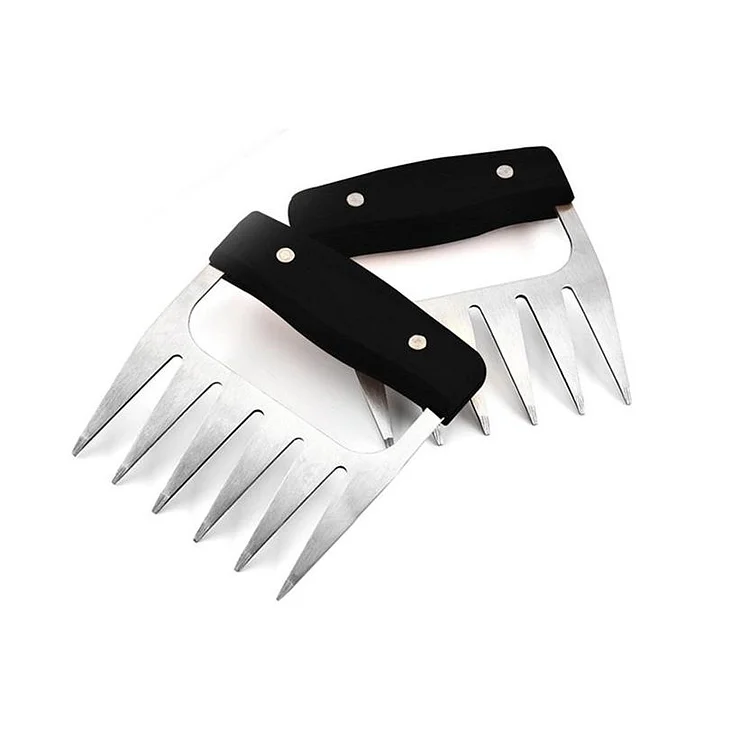 Stainless Steel Meat-Shredding Claws with Wooden Handle