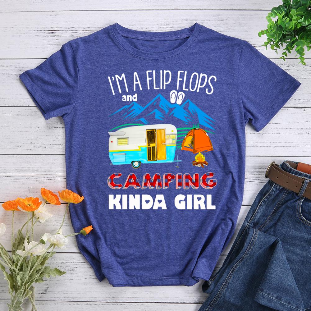 camping kinda girl Round Neck T-shirt-0022523-Guru-buzz