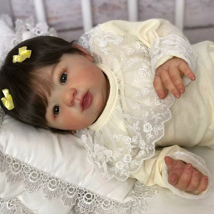 New 20'' Adorable Caucasian Girl Baby Doll Agula Reborn Cloth Body Baby Doll