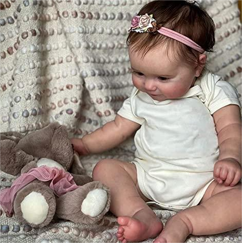 [Heartbeat💖 & Sound🔊] 20" Handmade Reborn Baby Open Eyes Doll Reborn Baby Toddlers Girl Etema with Brown Hair - Reborndollsshop®-Reborndollsshop®