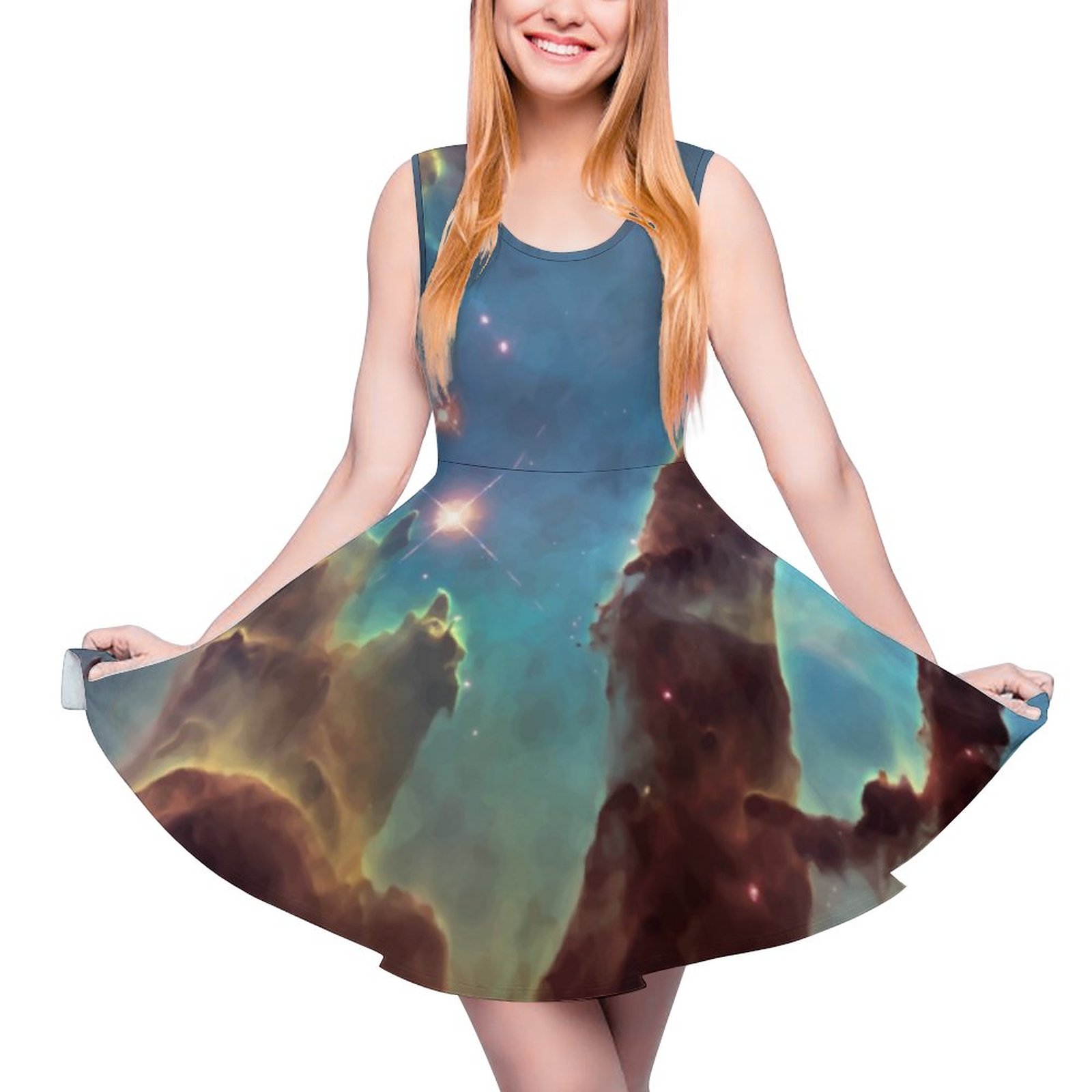 Pillars Of Creation From Hubble Telescope Casual Flared Tank Dress