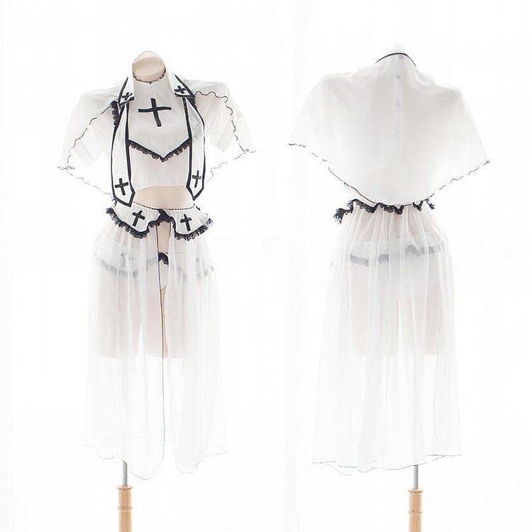White Sweet Cross Sister Lingerie Set SP13400