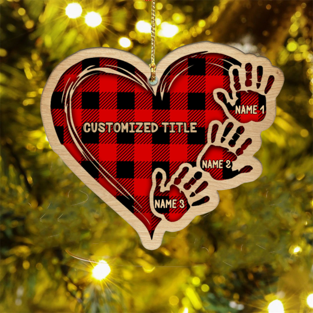 Personalized Family Gift Engraved 3 Handprints Christmas Ornament For