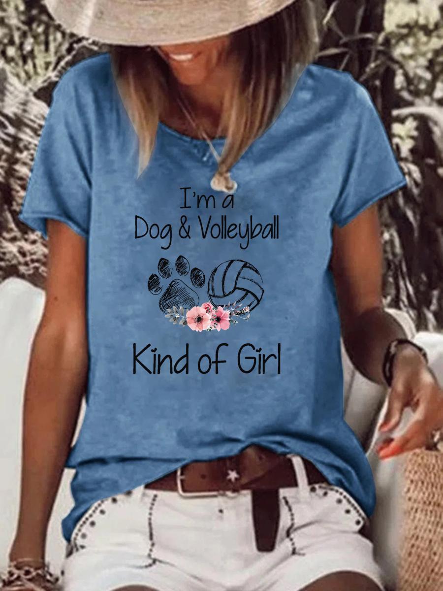 I'm a Dog and Volleyball kind of girl Raw Hem Tee-Guru-buzz