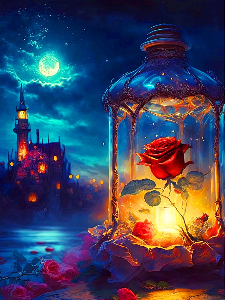 Beauty And The Beast 30*40CM(Canvas) Full Round Drill Diamond Painting