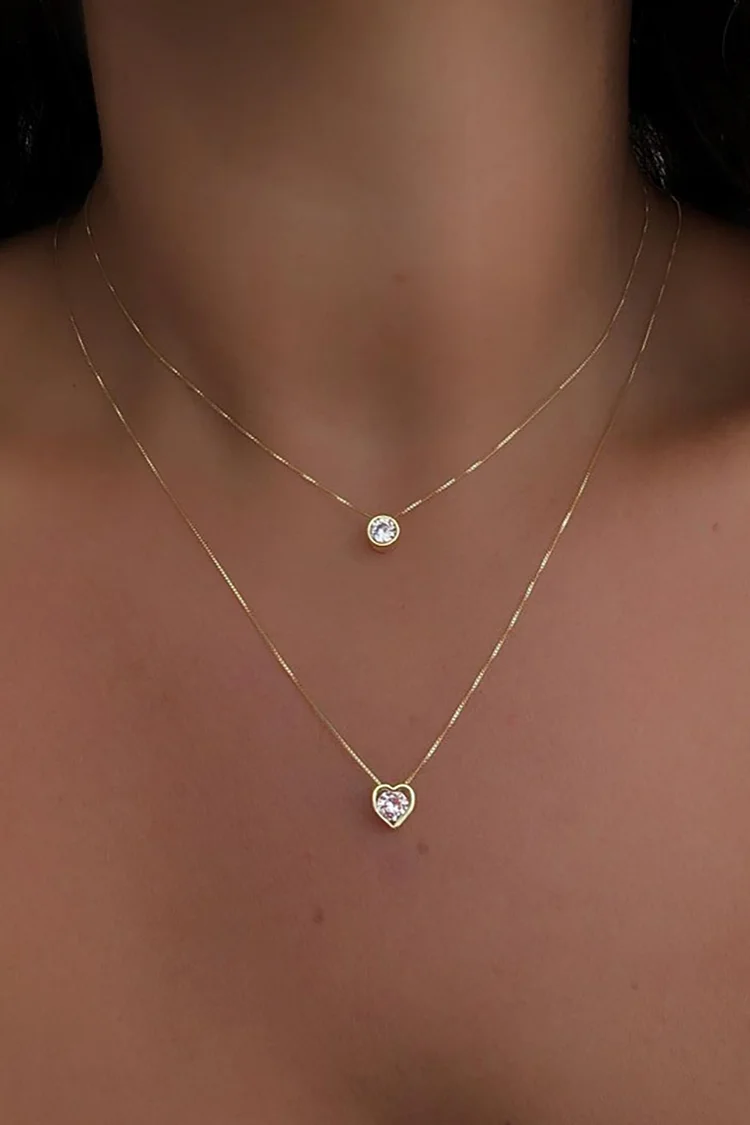 Rhinestone Pendants Double-Layered Alloy Necklace-Gold