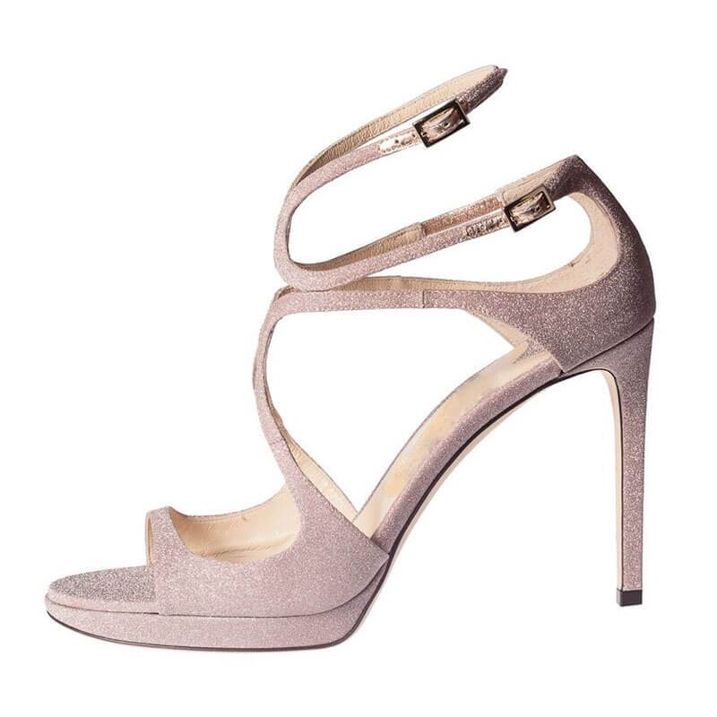 VCSHOES Leather Cutout Buckle Stiletto Heel Sandals