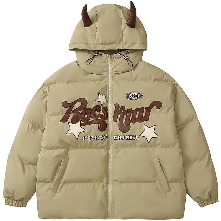 Star Puffer Winter Coat with Horn