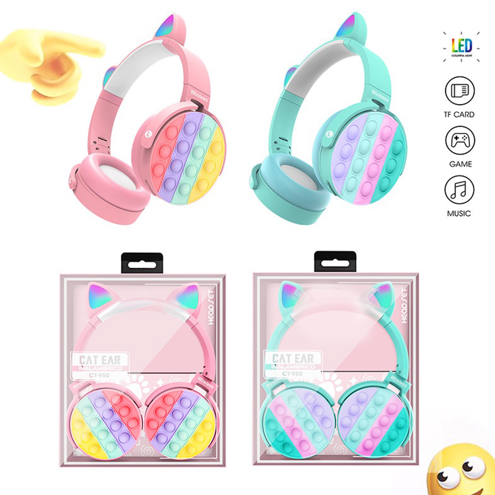 Bluetooth-compatible Headphones Foldable Glowing Headset with Push Bubble, Pink, 501 Original
Bluetooth-compatible Headphones Foldable Glowing Headset with Push Bubble, Pink, 501 Original