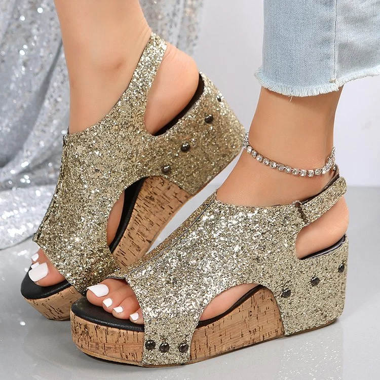 Melarey Mid Heel Glitter Sandals