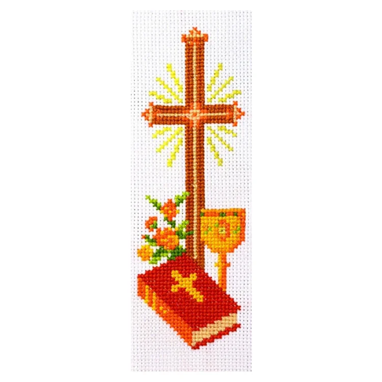 11CT Stamped Double-Sided Bible Cross Embroidery Bookmarks 18x6cm for Beginner gbfke