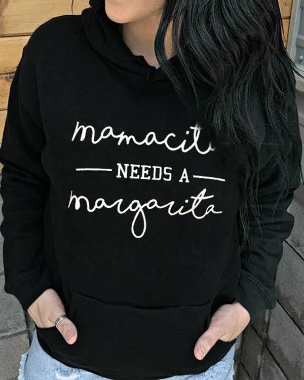 Letter Print Hoodie With Pocket