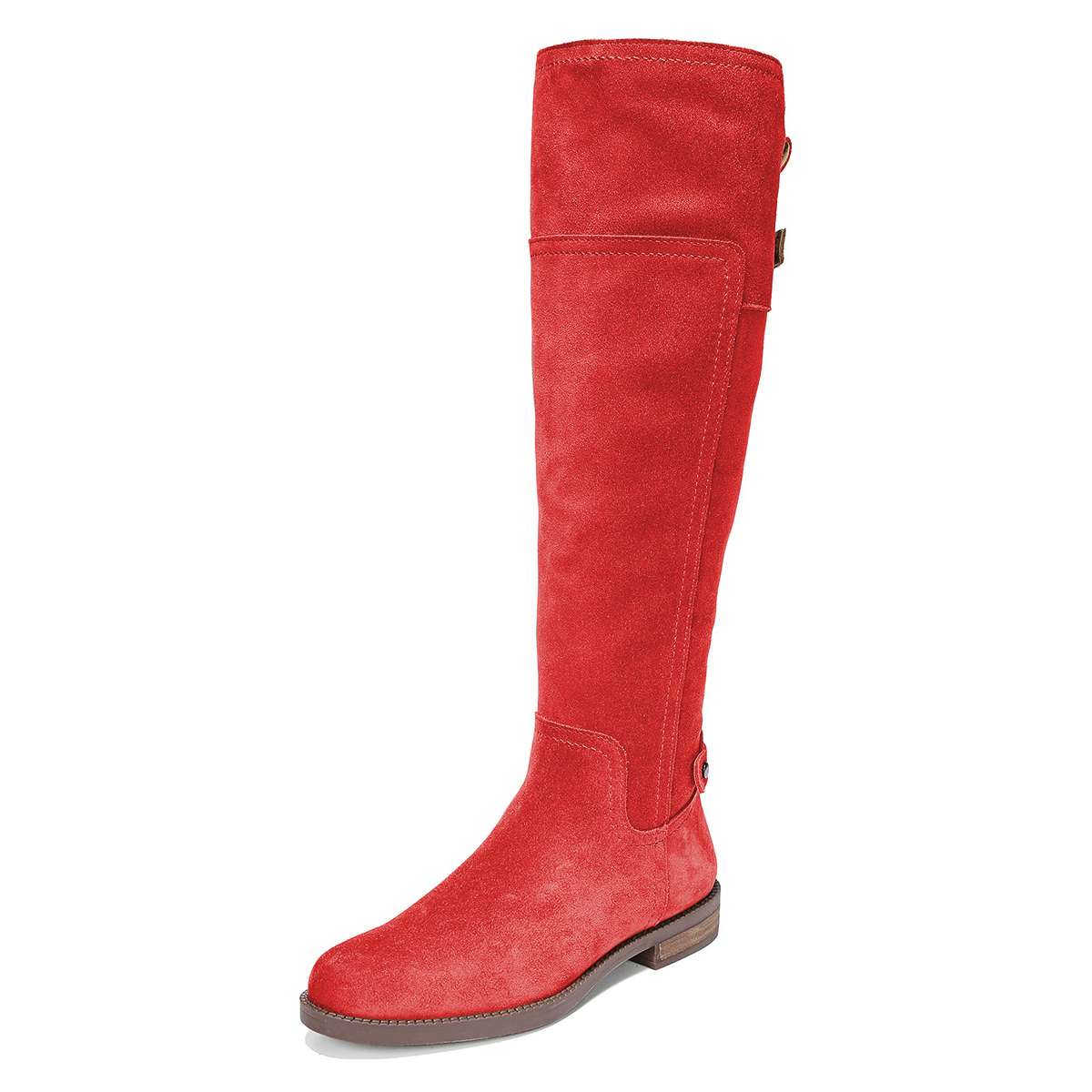 flat red suede boots
