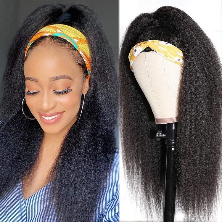 Kinky Straight Headband Wig Glueless Wigs Human Hair Headband Wigs For Women