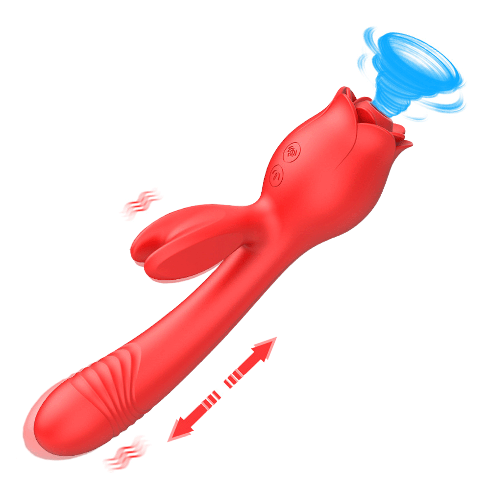 Rosavia - 3-in-1 Rabbit Vibrator With Suction & Thrusting Bliss By Rose Toy