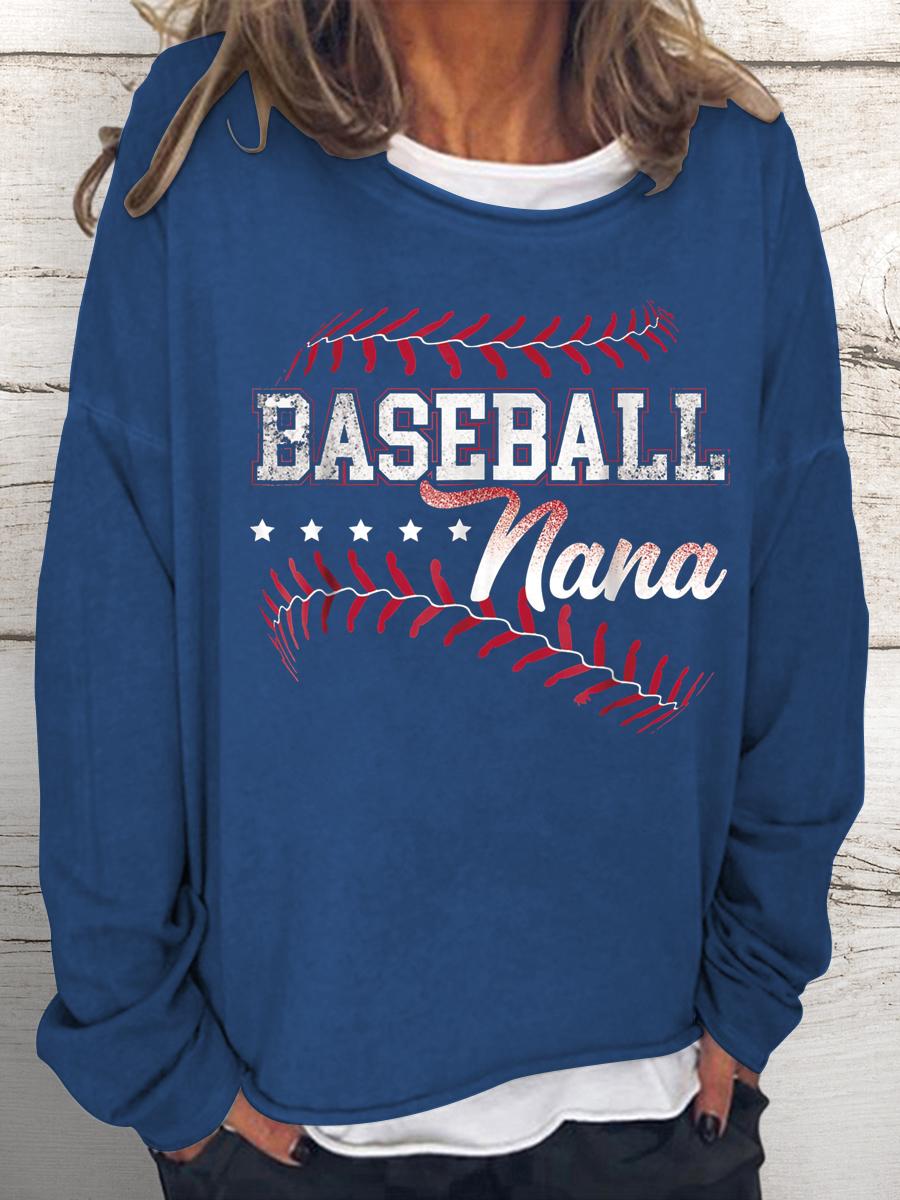 Baseball nana Women Loose Sweatshirt-Guru-buzz
