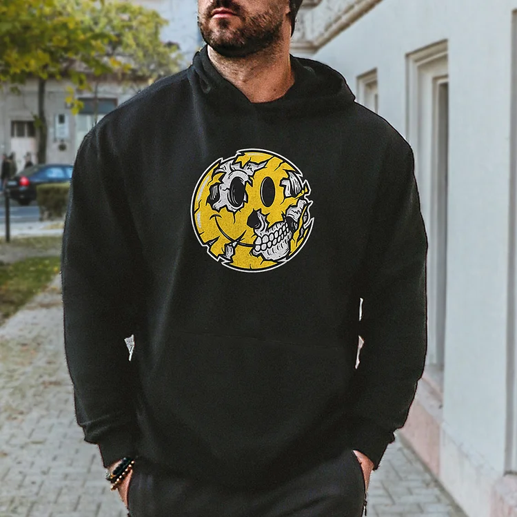 Broken Skull Printed Men's Hoodie