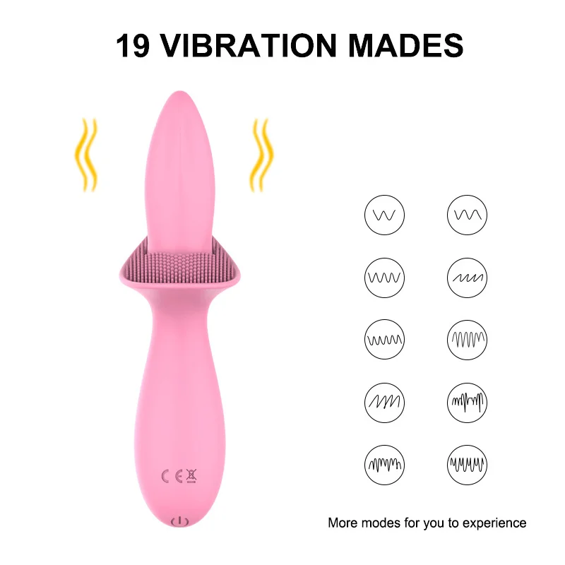 Tongue Licking Vibrating Stick G Spot Massager Clitoris Stimulator - Rose Toy