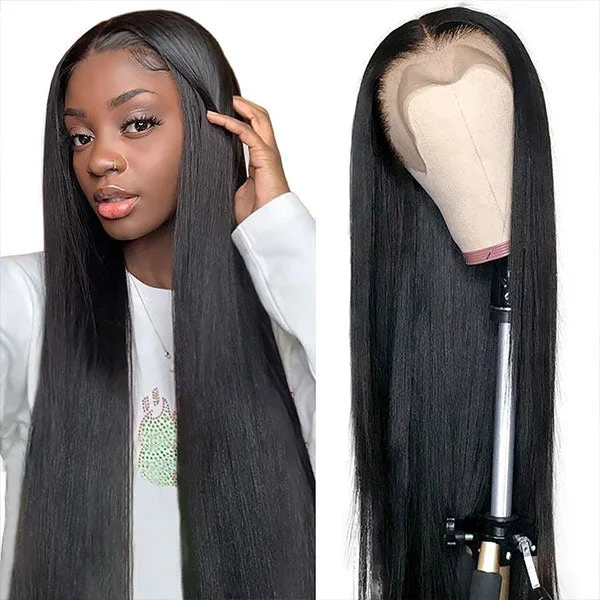 Pre Bleached Knots Hd 13X4 Lace Front Wigs Straight Human Hair