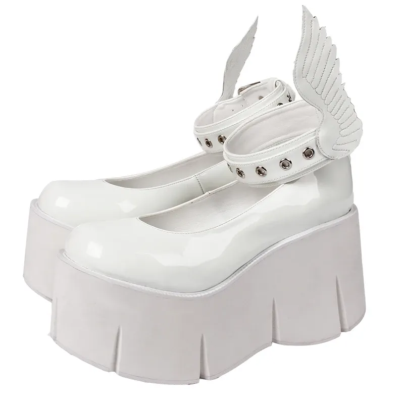 VCshoes Woman Mori Girl Lolita Cosplay Punk Shoes Lady High Heels Wedges Pumps Women Princess Dress Party Shoes Wings