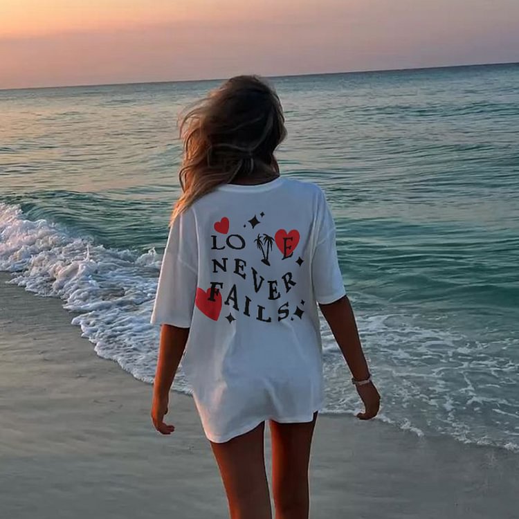Comstylish Love Never Fails Print T-Shirt